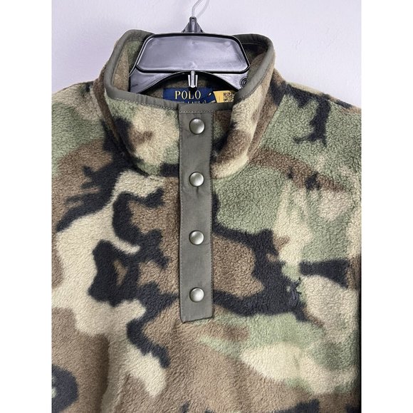 Polo Ralph Lauren Fleece Snap Pullover Green Camo NWT Large - Picture 6 of 8